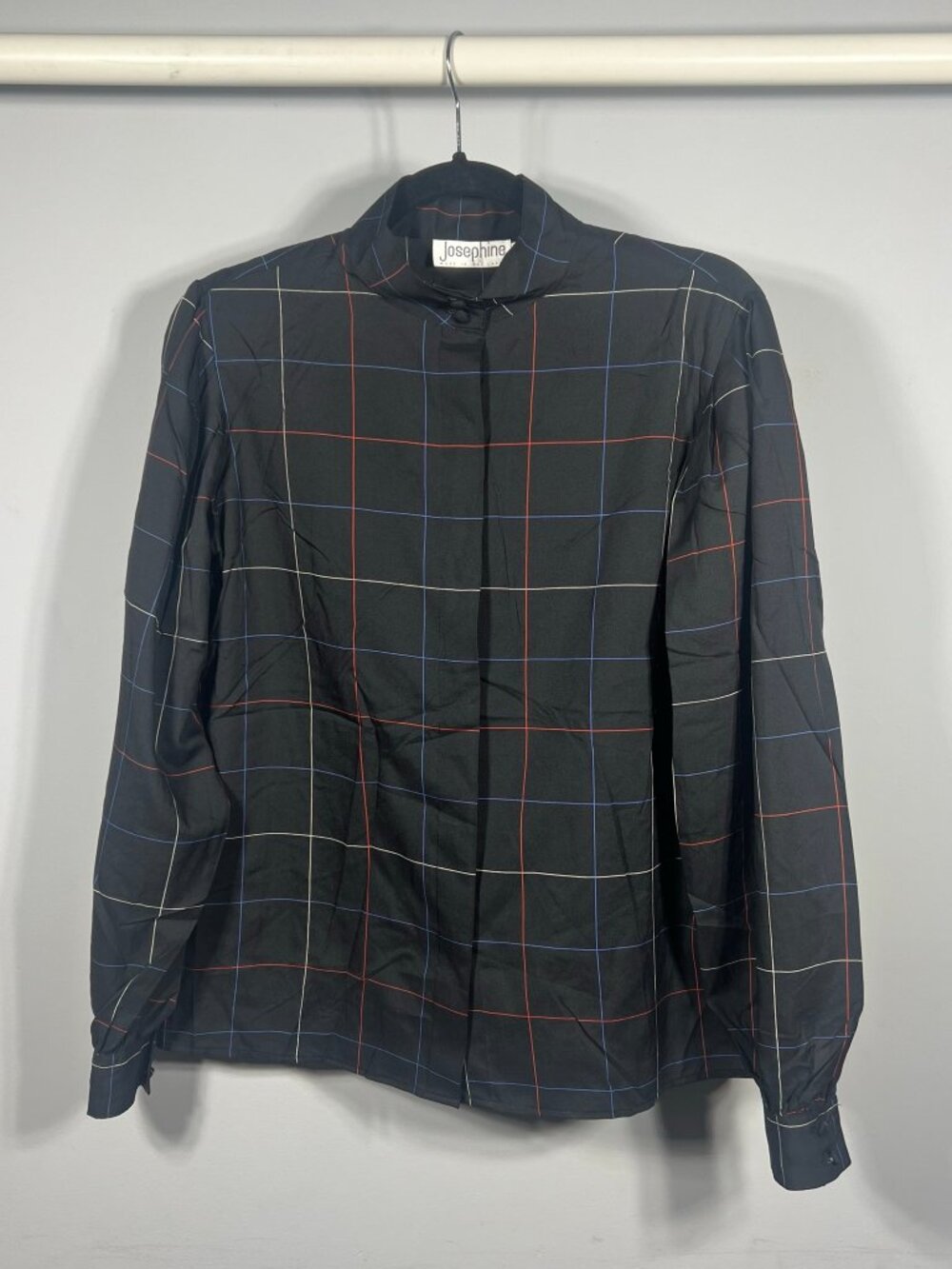 Josephine Top Womens Button Down Blouse Long Sleeve 14 Dark Academia 90s Chic